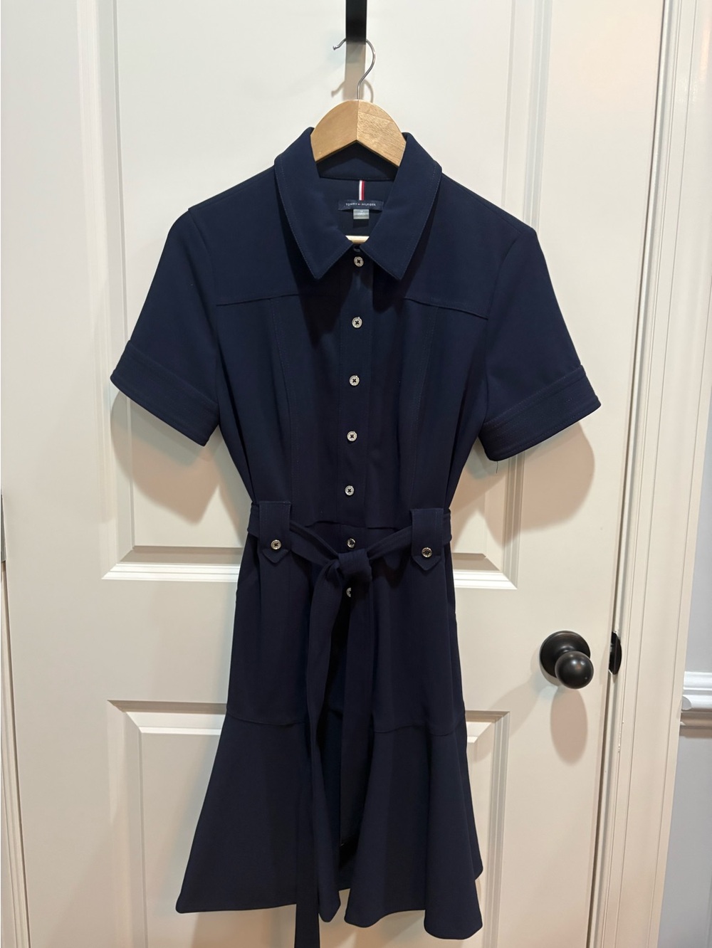 Tommy Hilfiger short-sleeve collared shirt dress in Navy